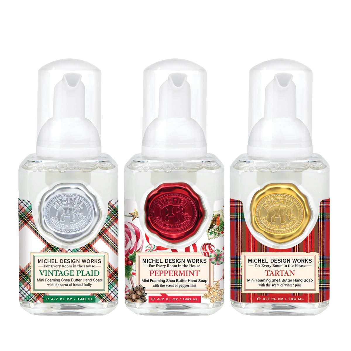 Schaumseife Set XMas (Vintage Plaid, Peppermint, Tartan) Michel Design Works