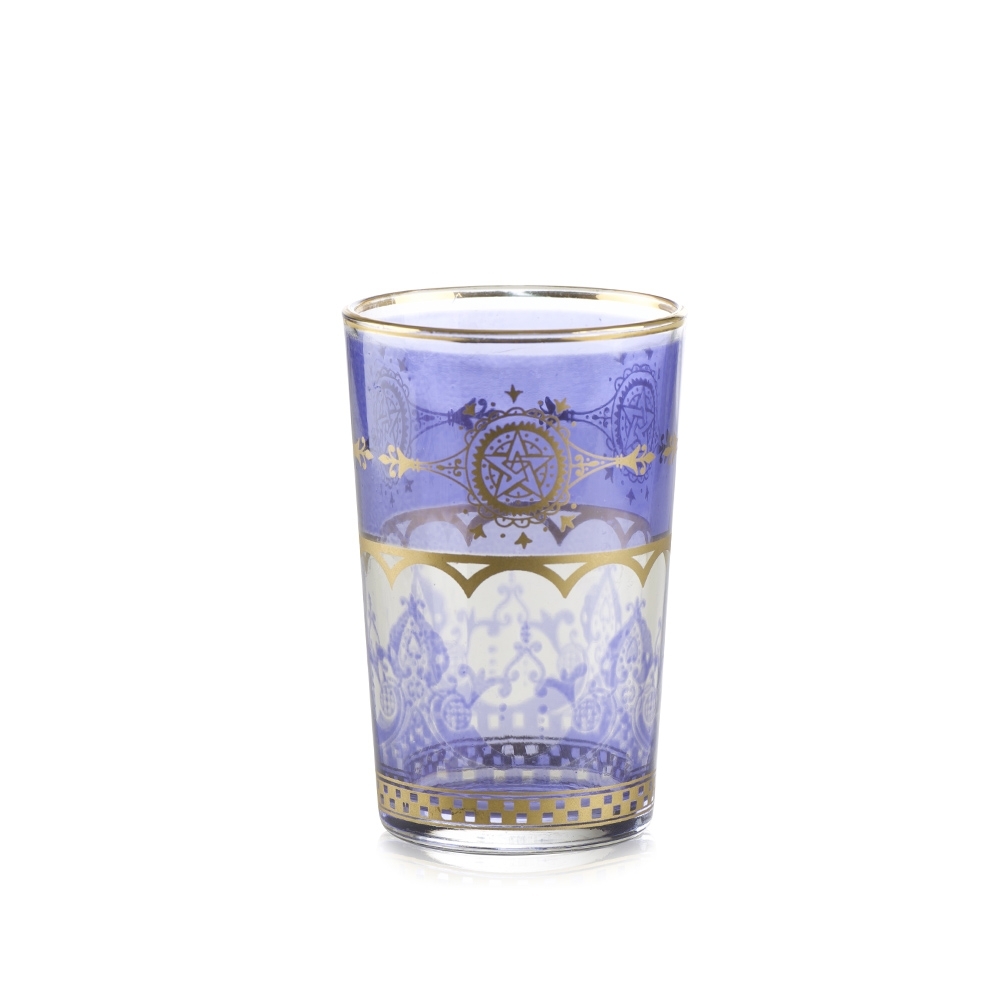 Votivglas hoch Orient blau/gold