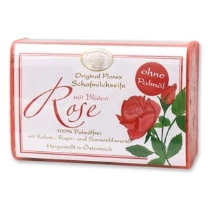 Rose PALMÖLFREI Schafmilchseife 100g cellophaniert