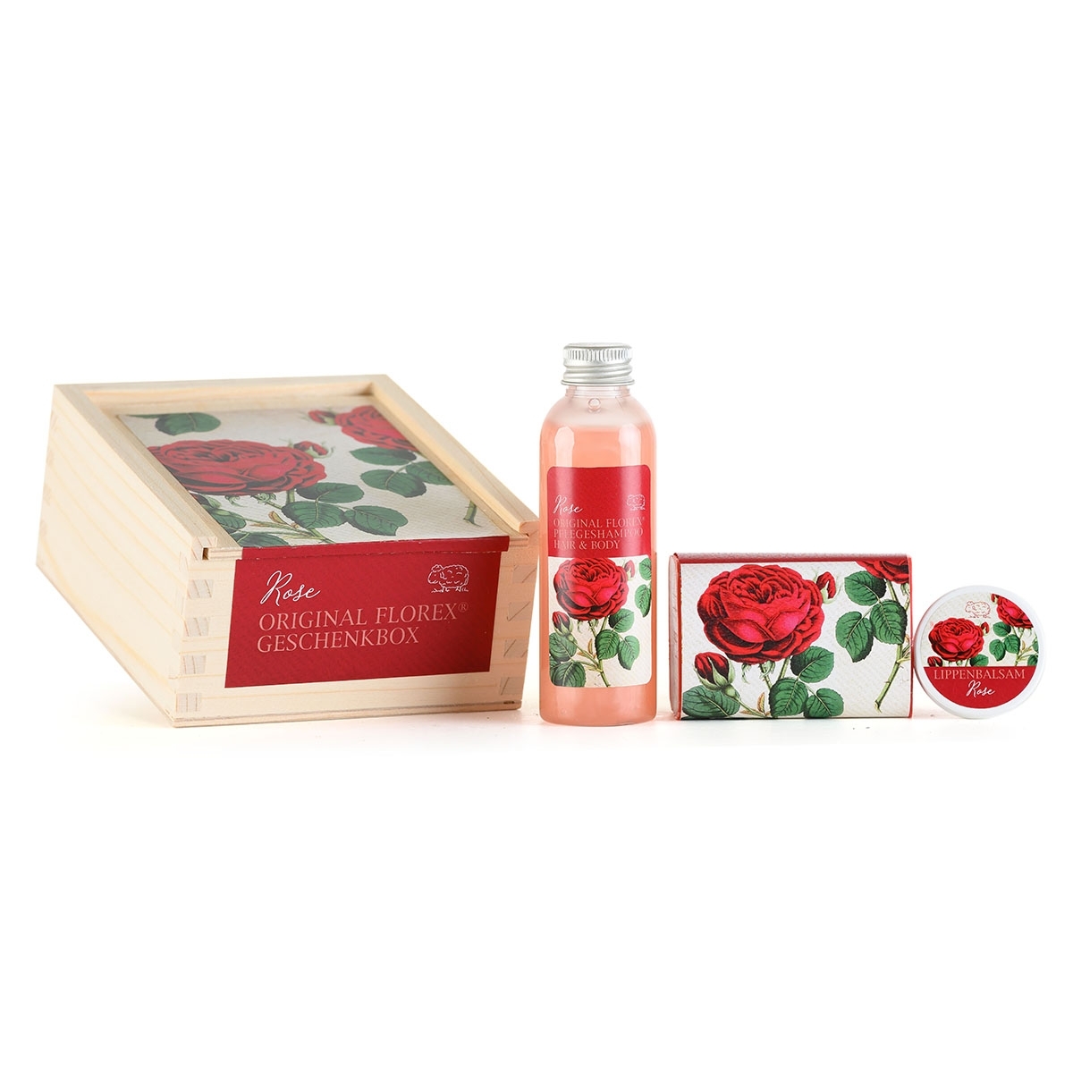 Geschenk-Holzbox Rose Schafmilch Nostalgie