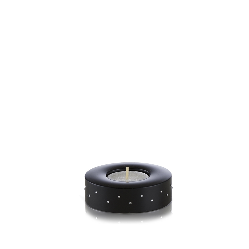 Candela (Swarovski seitlich) black Teelichthalter