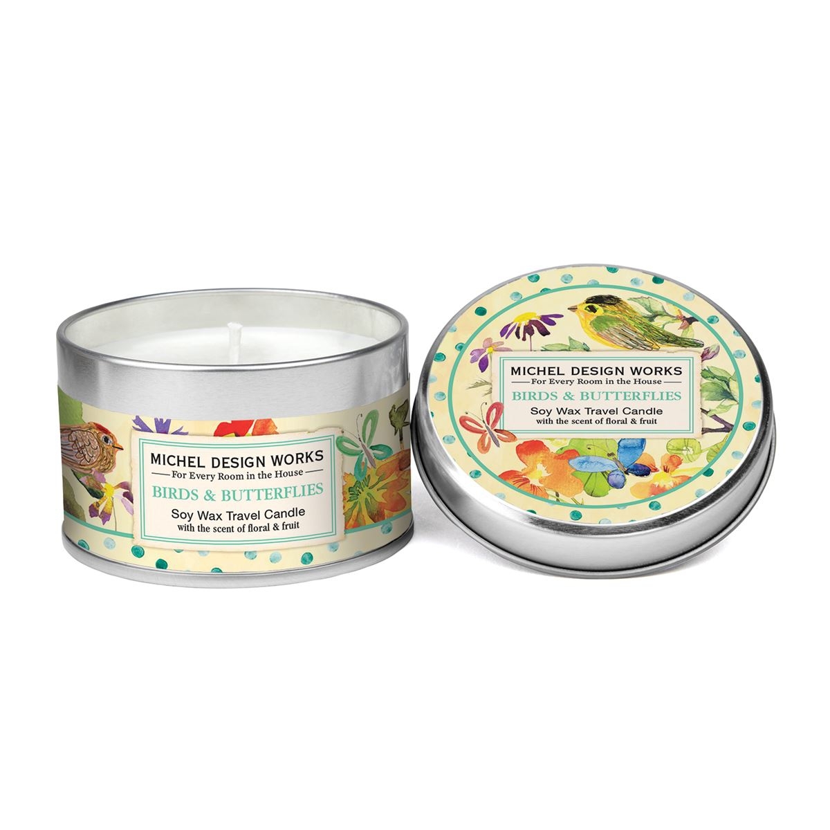 Birds & Butterflies Dosenkerze 4oz 113gr. Michel Design Works