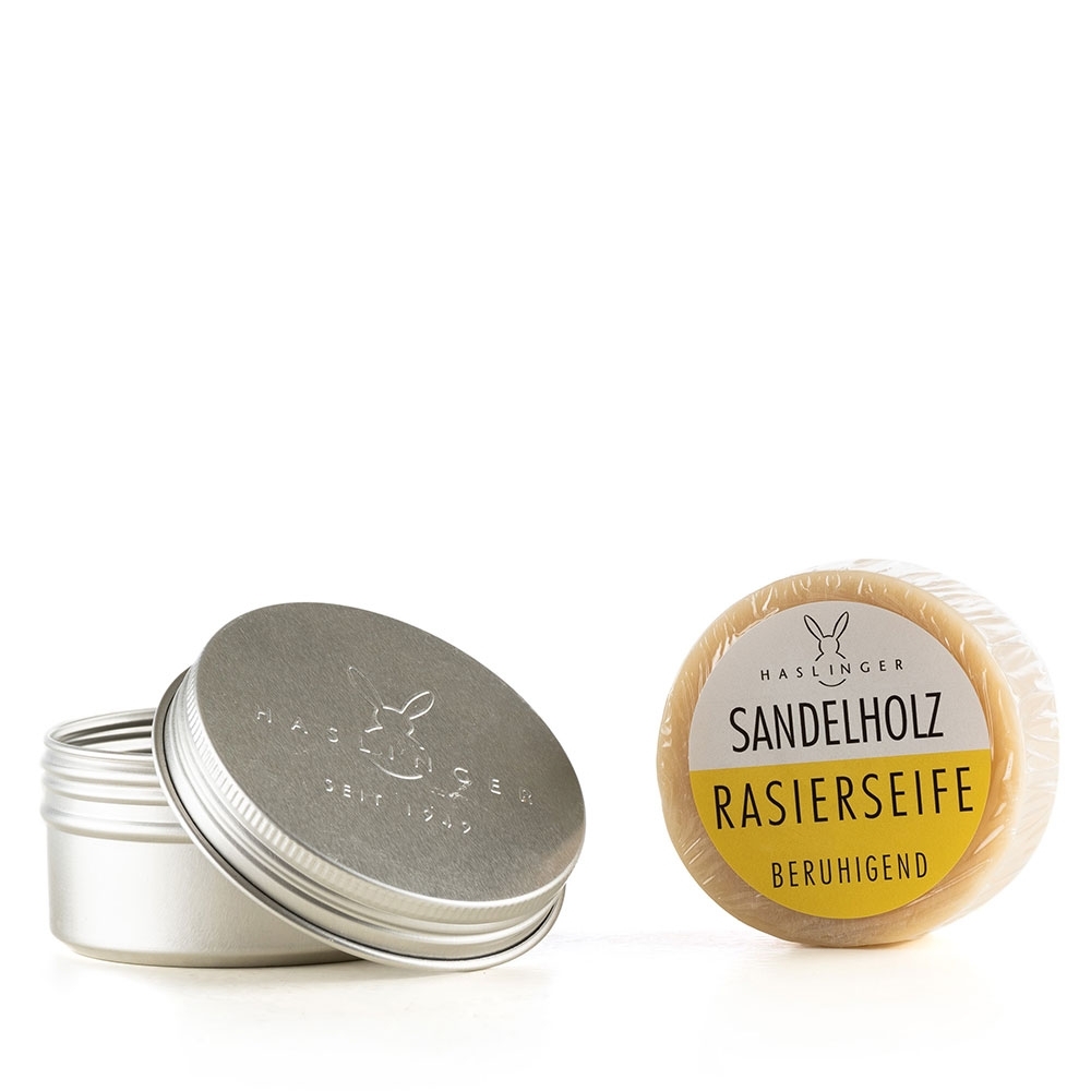 Sandelholz Rasierseife in Metalldose (60g)